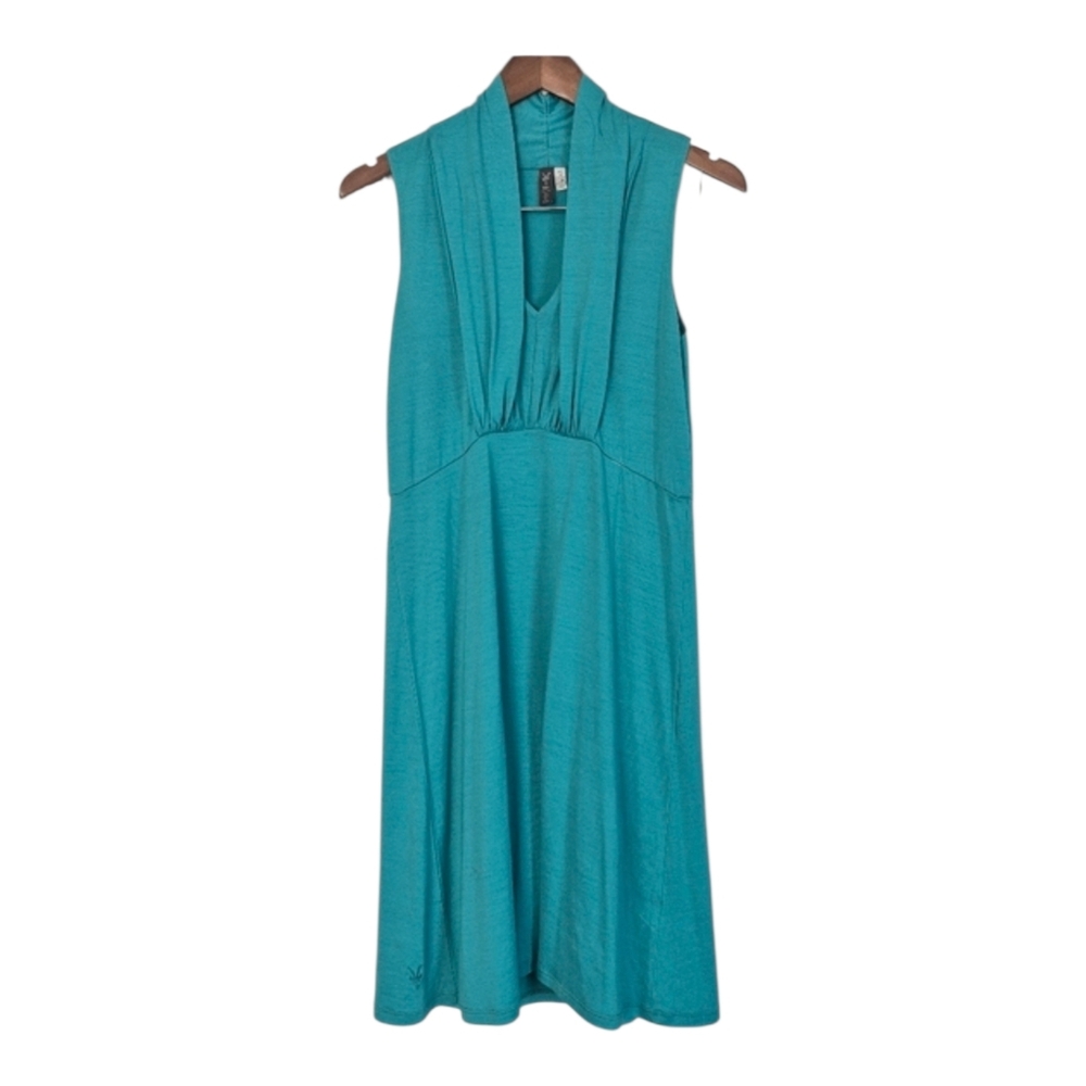 IBEX Merino Wool Sleeveless Midi Length Dress Teal Blue Medium